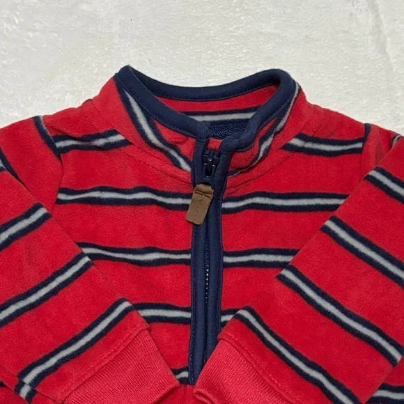 (2 for $10) carters Red Striped Zip-Front Baby One-Piece - Picture 6 of 7